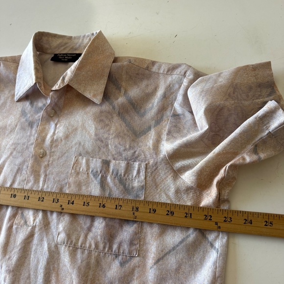 Fulton Street Shirt Works Neutral Print Lightweight 90s Polo Shirt Mens MEDIUM - Picture 5 of 7
